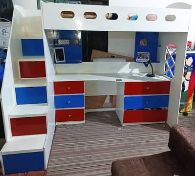 3-in-1 Kids Loft Bed with Study Desk & Storage Stairs