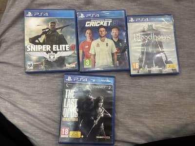 Ps 4 games cd ,sniper elite4,cricket 19,bloodbone,the last of us.
