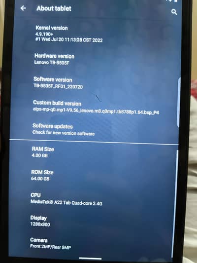 lenvo tab TB 850f5