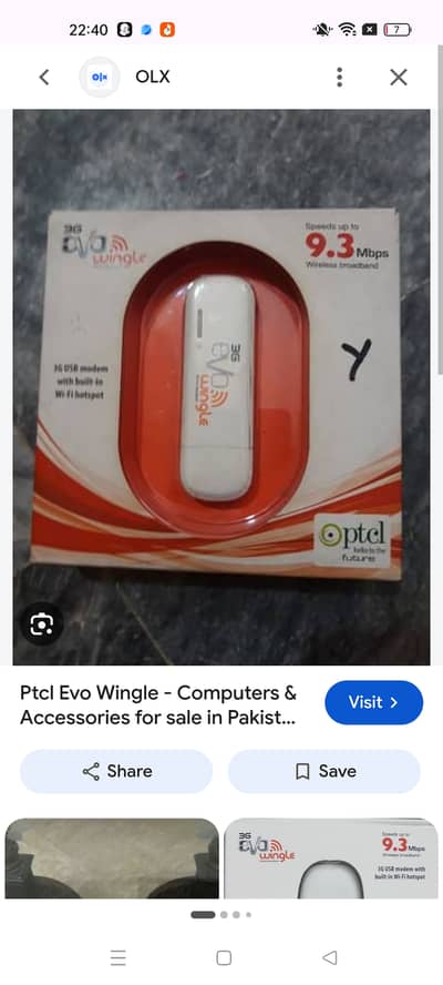 Evo wingle 9 Mbps PTCL with wifi