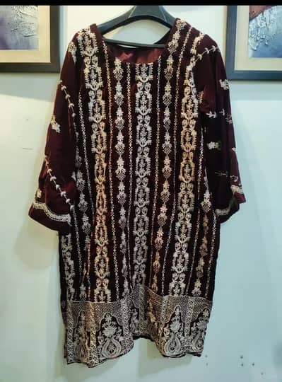 maroon embroidered dress