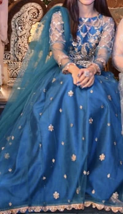 Royal blue Embroidered lehnga kurti with Net  dupata