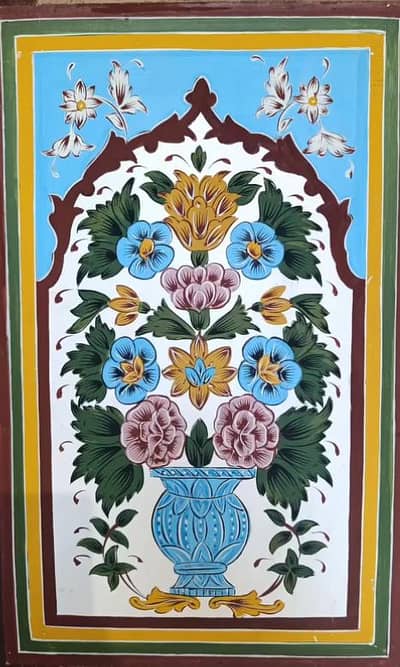 traditional Mughal-inspired floral decorative artwork,
