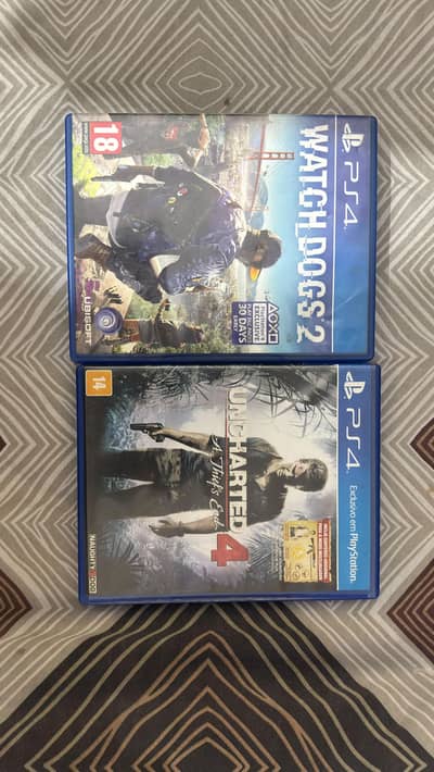 PS4 Original Games – Uncharted 4 + Watch Dogs 2 | Excellent Condition