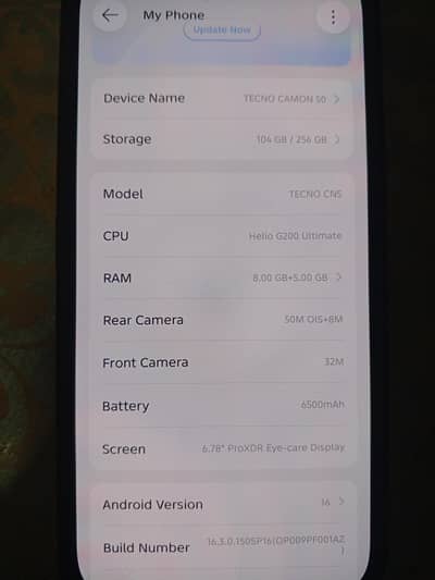 Tecno Camon 50 8GB+5GB RAM / 256GB – 8 Months Warranty