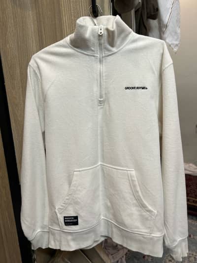 Half zip/Quater zip high neck collar with kangaroo pouch pocket