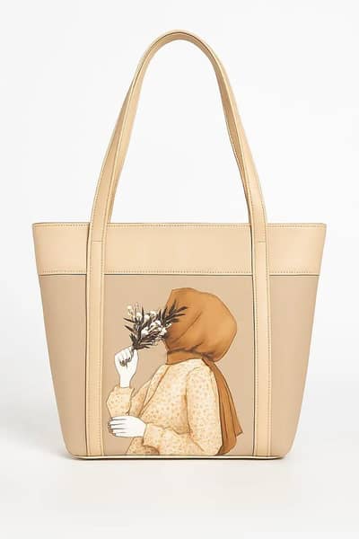 girls faux leather printed tote bags