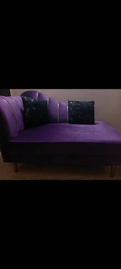 Modern luxury plum 2 seater sofa with gold detailing in karachi