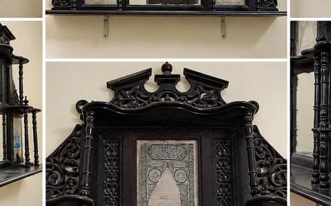 80–85 Years Old Antique Wooden Wall Hanging Mirror – Hand Carved
