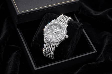 Ladies Fancy Diamond Stone Watch Silver -With Premium Box- Only 3499
