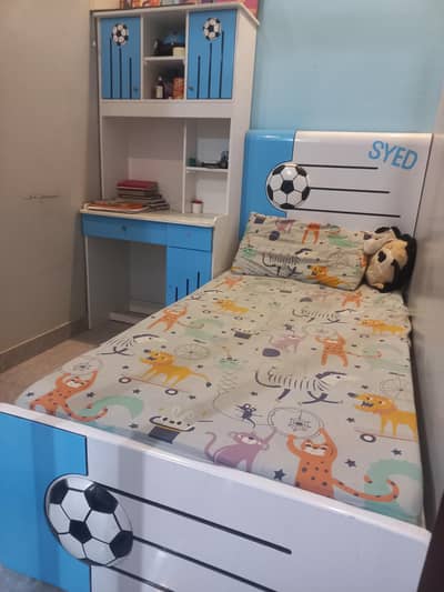 Football Theme Single Bed With mattress + Study Table