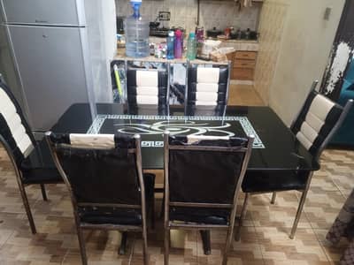 dinning Table Glass with 6 chairs