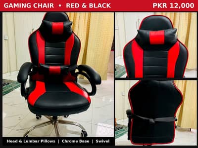 Gaming Chair - Red & Black | Head & Lumbar Pillows | Excellent Conditi