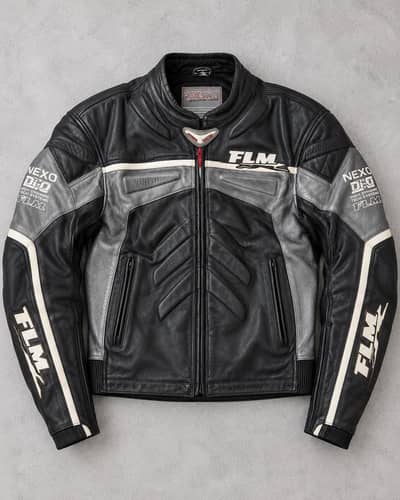 FLM Leather Motorcycle Jacket — USED