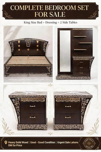 Complete Bed Room set king size bed , dressing and 2 sides tables