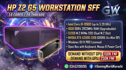 OPEN BOX HP Z2 G5 Workstation SFF Intel Core i9-10900 RTX A2000 12GB
