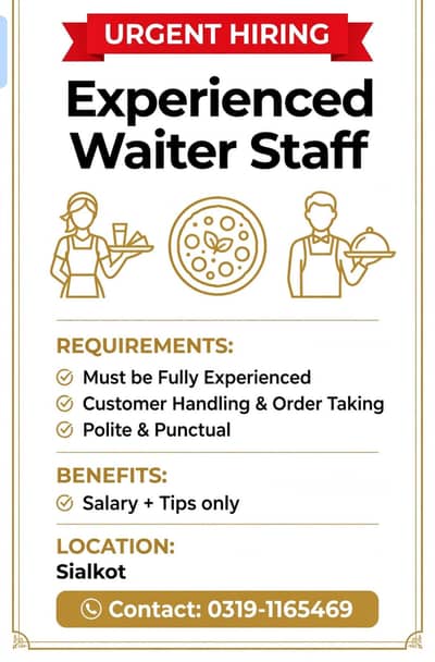FULLY EXPERIENCED MALE AND FEMALE REQUIRED