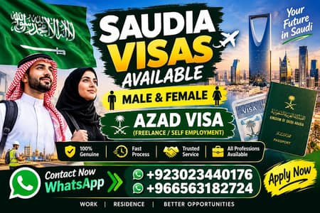Saudi Arabia Visa Available | Male & Female | Azad Visa