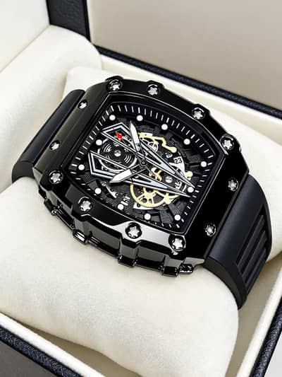 Richard Black Belt Skeleton Watch | Stylish Men’s Watch