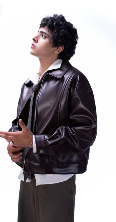 Brown faux leather jacket, premium quality,pure leather