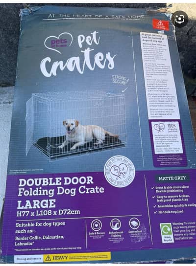 DOUBLE DOOR,Folding Dog Crate,LARGE