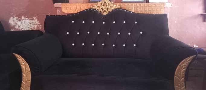 Beautiful  Black Sofa Set for Sale | 1 Single Seater + 2 large Sofas