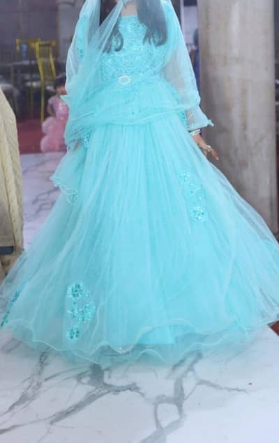 Elegant Aqua blue Embroidered frock