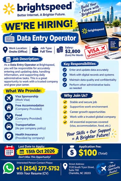 Data Entry Operator – Full-Time Job | Brightspeed