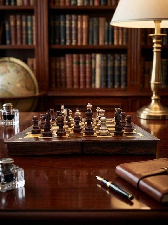 Handmade Sheesham Wood Chess Set , Wooden Chess Board With Hand Carved Figures , Large Size - Foldable Board With Storage , Gift Set.