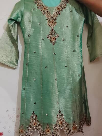 Mint green Embroidered frock