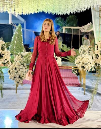 Chiffon Red color frock ( Saad Ibrahim )