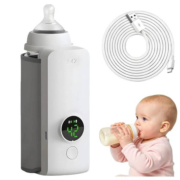 Portable Baby Bottle Warmer with Digital Temperature Display | Electric Milk Bottle Heater | Travel Baby Feeder Warmer with Heating Sleeve