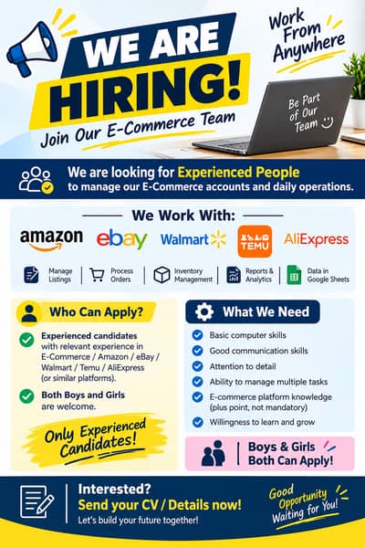 E-Commerce Account Manager Required | Amazon, eBay, Walmart, Temu