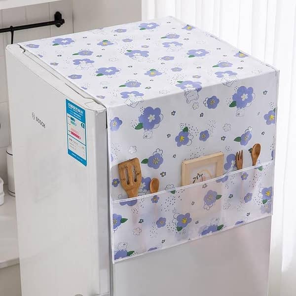 Refrigerator Dust Cover with Front Storage Pocket – Waterproof Kitchen Fridge Cover