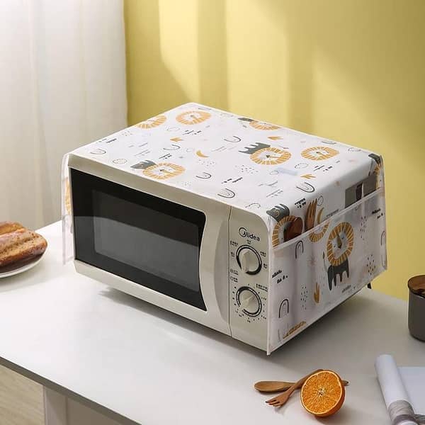 Microwave Oven Dust Cover Multidesign – Decorative Kitchen Appliance Cover with Side Pocket