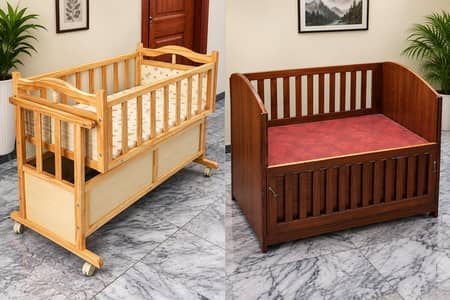 Baby Swing & Baby Cot  Wooden Baby Swing Kids Bed