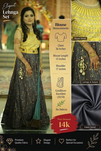 Beautiful Yellow blouse, lehnga and double shaded dupatta