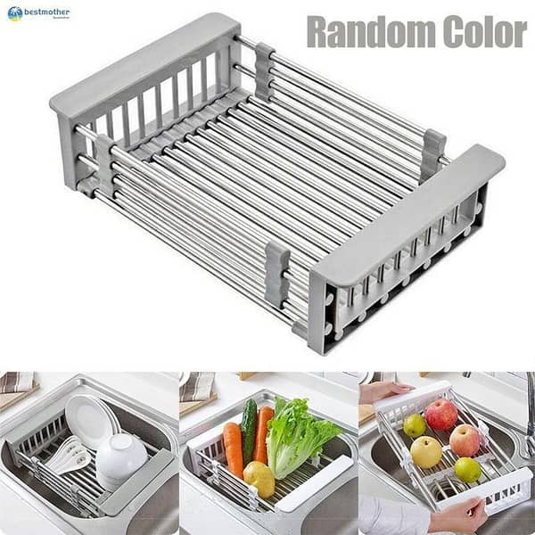 T  Kitchen Drain Shelf High Quality Kitchen Sink Shelf Bowl Rack Retractable Drain Rack for Vegetable Fruit