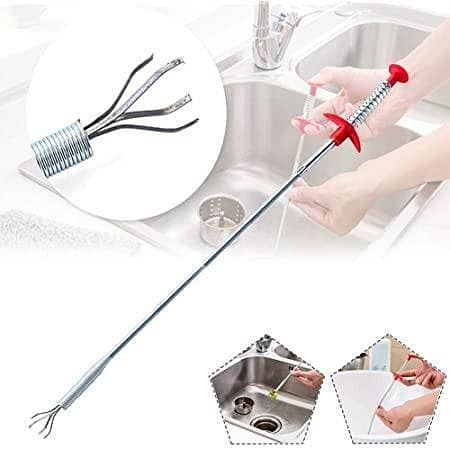 T  Sink Pipe Drain Cleaner Unblocker 1.5M Snake Cable