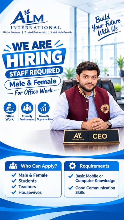 we are hiring stuff male and female for online and office work