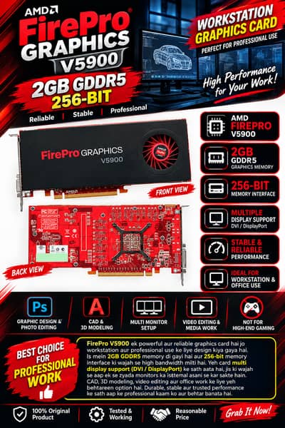 AMD FirePro V5900 — 2GB GDDR5, 256-Bit