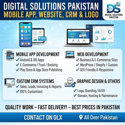 Mobile App, Website, CRM & Logo – All IT Services in Pakistan