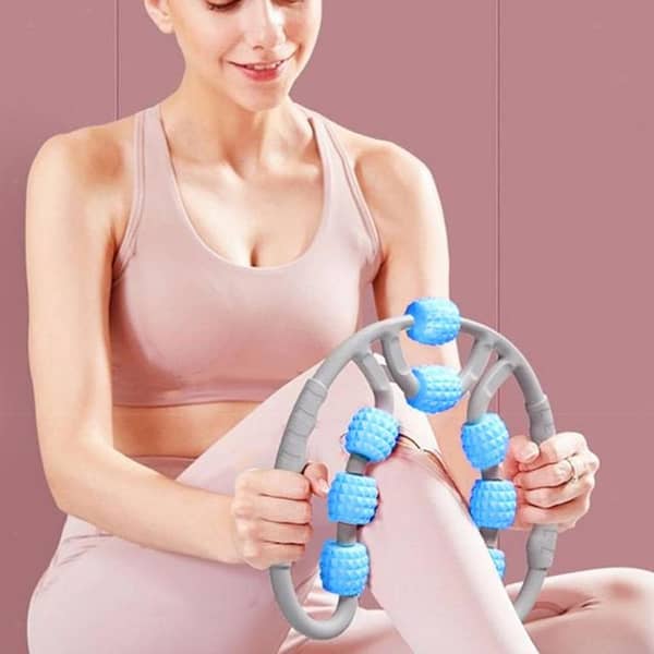T  l U Shape Trigger Point Massage Roller Arm Leg Neck Muscle Tissue Fitness Gym Yoga Pilates Sports 8 Wheels