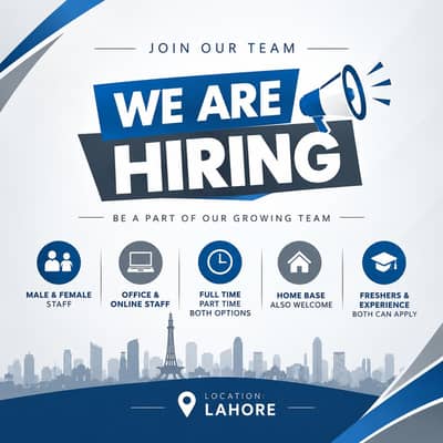 we are hiring fresher and experience male and female staff for office
