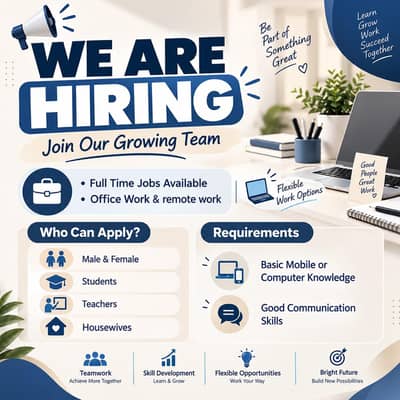 we are hiring males and females staff.