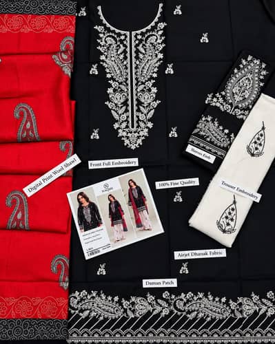 Premium Airjet Dhanak With Digital Wool Shawl
