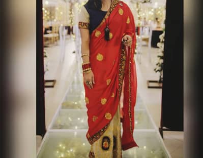 Two color combination Indian saree