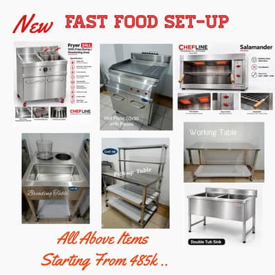 New Fryer, Hot Plate, ss Hood ducting, pizza oven setup