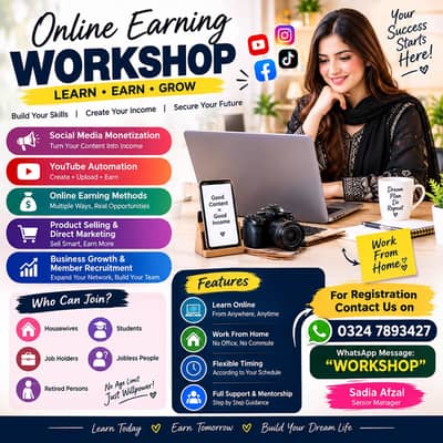 Online Earning Workshop | Work From Home | Social Media & YouTube
