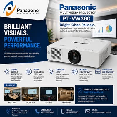 Panasonic PT-VW360 WXGA 3LCD Projector-(01 Year Warranty)